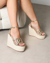 Martha Gold Metallic Espadrille Wedges