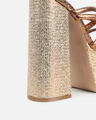Troppaz Bronze Metallic Platform Heeled Sandals