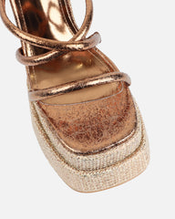 Troppaz Bronze Metallic Platform Heeled Sandals