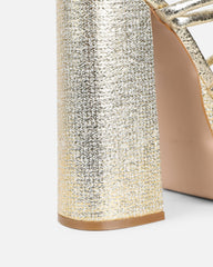 Troppaz Gold Metallic Platform Heeled Sandals