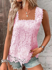 At Last Crochet Lace Crop Top - Black