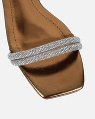 Shezz Bronze Metallic Diamante Flat Sandals