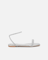 Shezz Silver Metallic Diamante Flat Sandals