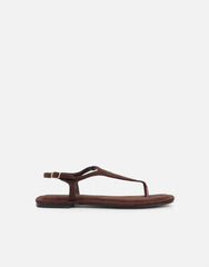 Perry Brown Suede Toe Thong Flat Sandals