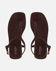 Perry Brown Suede Toe Thong Flat Sandals