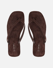 Kima Brown Suede Flat Sandals