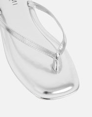 Kima Silver Metallic Flat Sandals