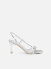 Pollis Silver Glitter Strappy Heeled Sandals