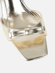 Polen Gold Metallic Bow Detail Mules