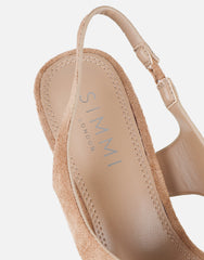 Raneece Dark Beige Suede Toe Post Heeled Sandals