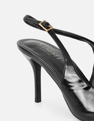 Samaya Black Slingback Court Shoes