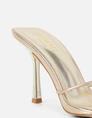 Mindy Gold Metalic Heeled Mules