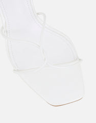 Mindy White Patent Heeled Mules
