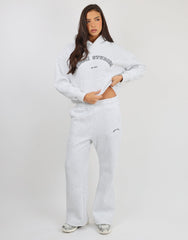 Maeve Simmi Studios Varsity Slogan Hoodie in Pebble Grey