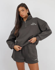 Ames Simmi Studios Half Zip Slogan Sweatshirt in Slate