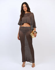 Toulon sequin drape beach top in brown