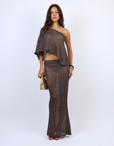 Palma Sequin Maxi Beach Skirt In Brown