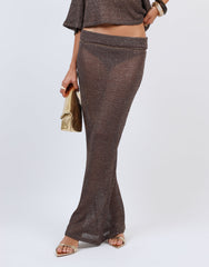 Palma Sequin Maxi Beach Skirt In Brown