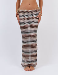 Coco Woven Beach Maxi Skirt in Brown