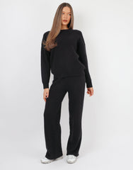 Eve simmi studios soft touch wide leg trousers in black
