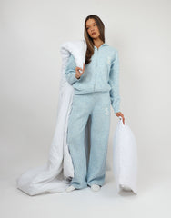 Romy Simmi Studios Chunky Knit Hoodie In Blue