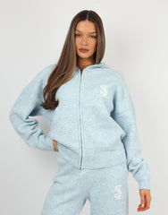 Romy Simmi Studios Chunky Knit Hoodie In Blue