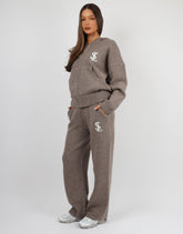 Romy Simmi Studios Chunky Knit Trousers In Mocha