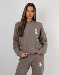 Mari Simmi Studios Knitted Hoodie In Mocha