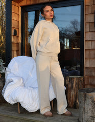 Harper Simmi Studios Knitted Zip Hoodie In Beige