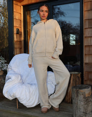 Harper Simmi Studios Knitted Zip Hoodie In Beige