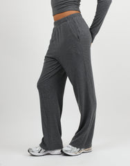 Mila Simmi Studios Soft Stripe Fine Ribbed Trouser In Dark Grey