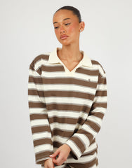 Madrid Simmi Studios Stripe Rugby Top In Brown