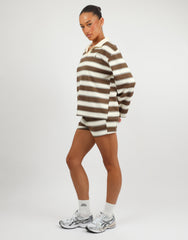 Madrid Simmi Studios Stripe Rugby Top In Brown