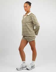 Melrose Simmi Studios Small Stripe Rugby Top In Green