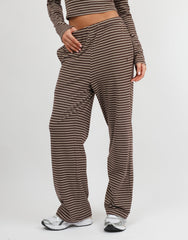 Tilly Super Soft Stripe Trouser In Brown