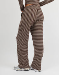 Tilly Super Soft Stripe Trouser In Brown