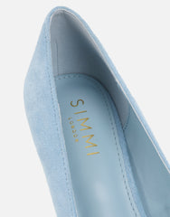 Sid Light Blue Suede Court Shoes