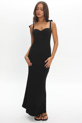 Rose Garden Tied Shoulder Maxi Dress Black