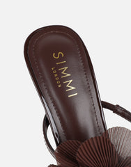 Tina Chocolate Patent Flower Detail Heeled Sandals