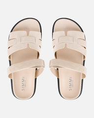 Adelle Beige Nubuck Chunky Footbed Slides