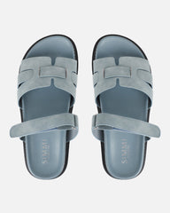 Adelle Blue Nubuck Chunky Footbed Slides