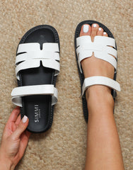 Adelle White Box Chunky Footbed Slides