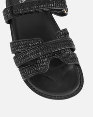 Veil Black Raffia Chunky Sliders