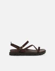 Verity Brown Nubuck Strappy Chunky Footbed Sandals