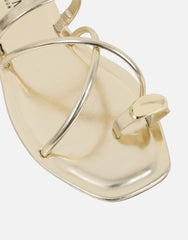 Zina Gold Metallic Gold Toe Detail Flat Sandals