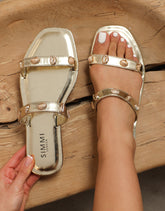 Chiara Gold Embellished Flat Sandals
