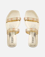 Chiara Gold Embellished Flat Sandals