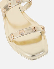 Chiara Gold Embellished Flat Sandals