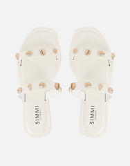 Chiara White Embellished Flat Sandals