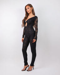 Minx Black Lace Hardware Jumpsuit